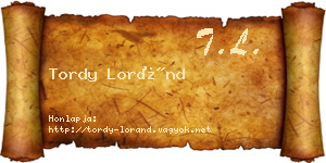 Tordy Loránd névjegykártya